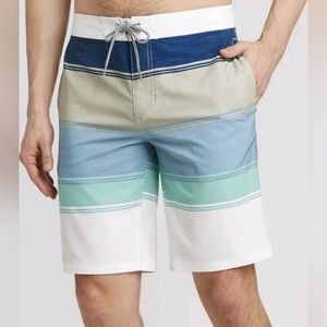 Goodfellow mint nine stripe board swim shorts